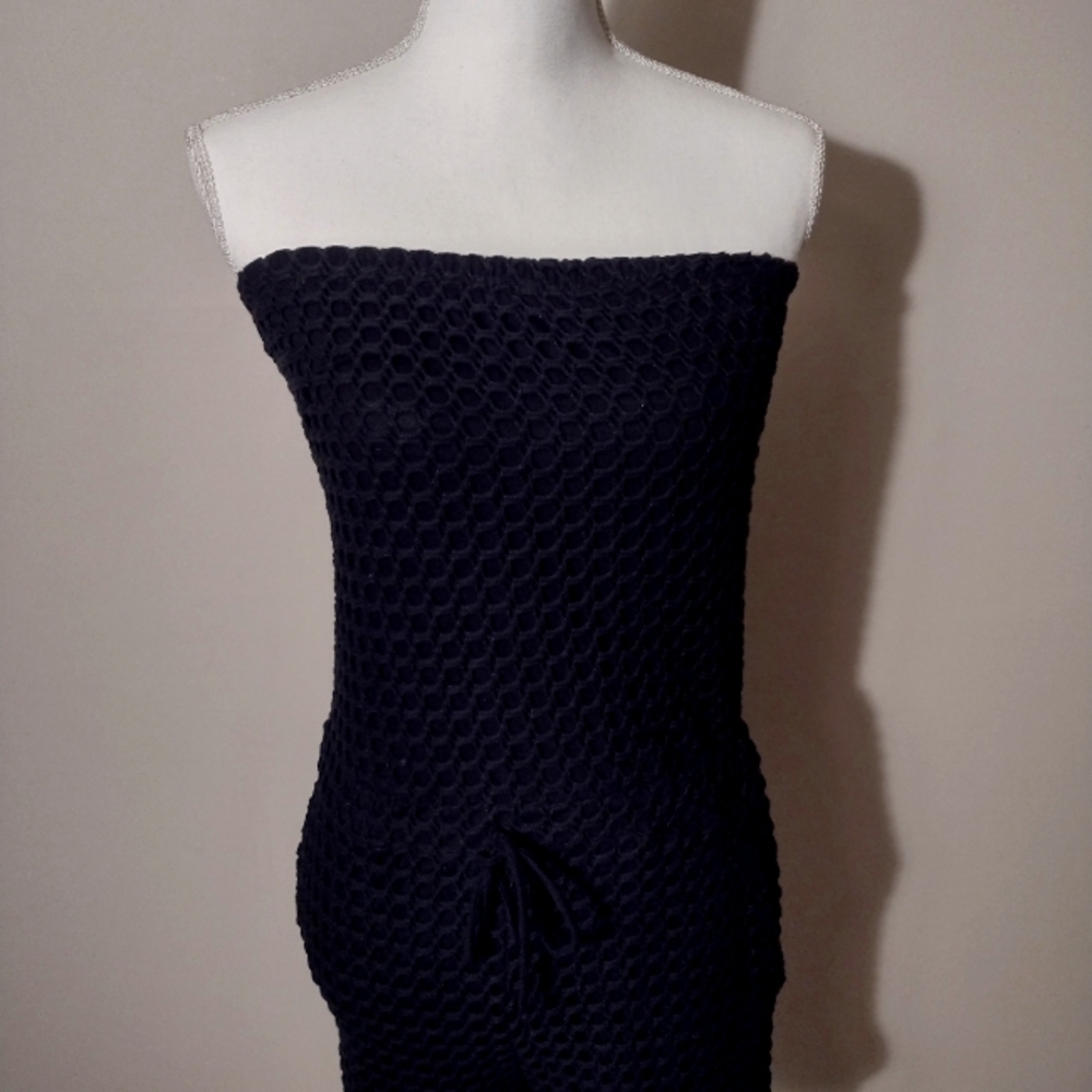 Trouble At The Mill XS Black Lace Strapless Romper